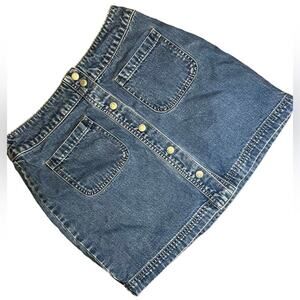 GAP Cargo Mini Denim Skirt Front Button Up Women Size 8 Festival Concert Classic